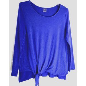 ZX Platinum Flow Knotted Top Shirt Long Sleeve Sweater 2X Blue Business Casual